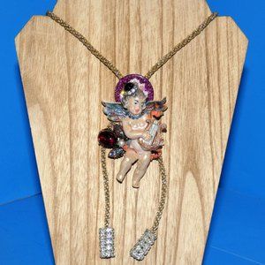 Vintage Iris Gee! "Dolled Up" Necklace Lariat Hand Crafted Artisan Angel Harp
